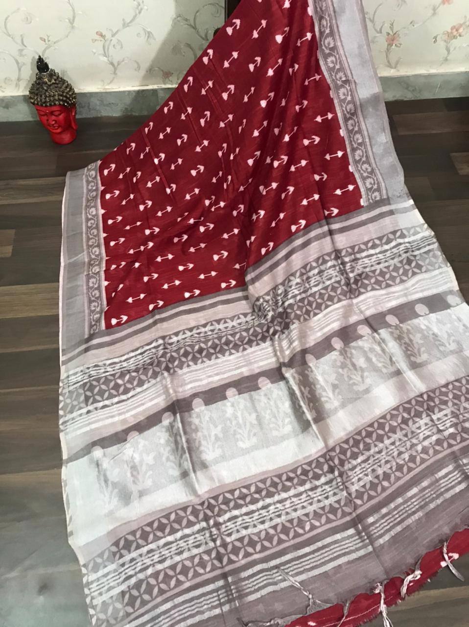 MG 111 Linen Digital Printed Daily Wear Sarees Wholesale Shop In Surat